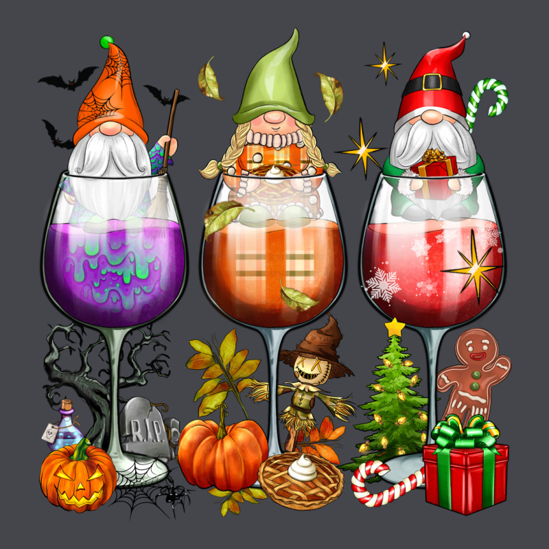 Hallothanksmas Wine Glasses And Gnomes Long Sleeve Tee by texasbilliewilder | Teevron