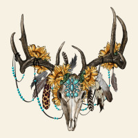 Boho Deer Skull Sunflowers And Gemstone Vintage Tee | Teevron