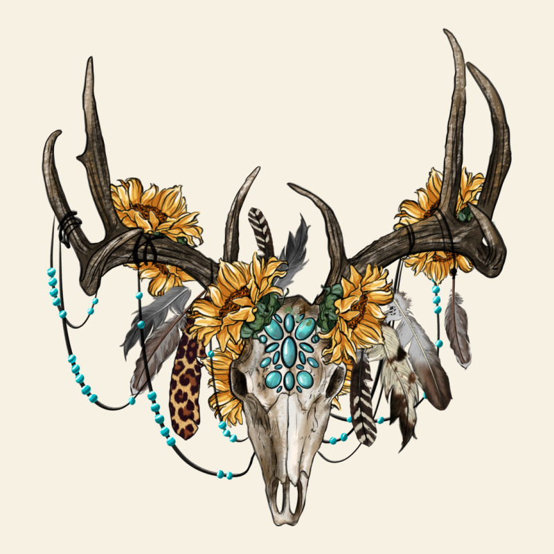 Boho Deer Skull Sunflowers And Gemstone Vintage Tee by RanaPortraitStore | Teevron