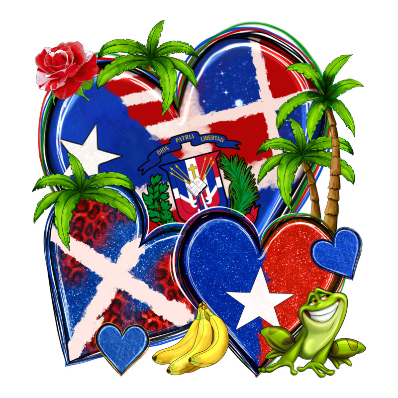 Puerto Rico With Dominican Republic Hearts Ladies Tee by NancyCooperArtShop | Teevron