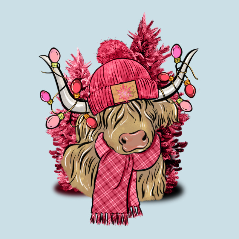 Pink Winter Long Haired Cow Ladies Tee by NancyCooperArtShop | Teevron