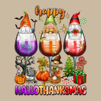Happy Hallothanksmas Wine Glasses And Gnomes Long Sleeve Tee | Teevron