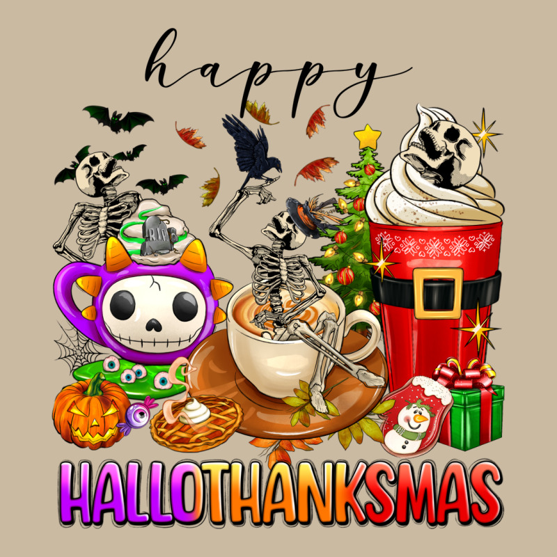 Happy Hallothanksmas Skeleton Coffee Cups Long Sleeve Tee by texasbilliewilder | Teevron