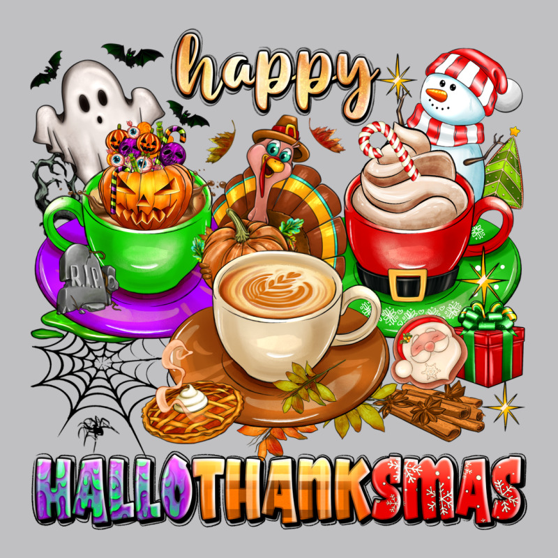 Happy Hallothanksmas Coffee Cups With Ghost Turkey Long Sleeve Tee by texasbilliewilder | Teevron