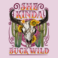 She Kinda Buck Wild With Bull Skull Ladies Tee | Teevron