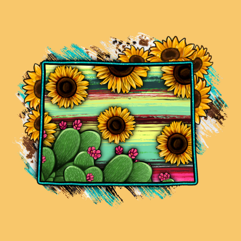 Wyoming Map Sunflower Cactus Serape Vintage Hoodie by RanaPortraitStore | Teevron