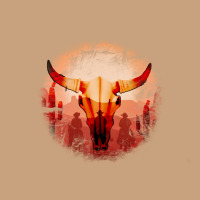 Western Cowboy Sunset Bull Skull Vintage Tee | Teevron