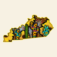 Kentucky Map Western Sunflower Pattern Vintage Tee | Teevron
