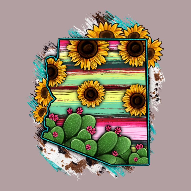 Arizona Map Sunflower Cactus Serape Vintage Hoodie by RanaPortraitStore | Teevron