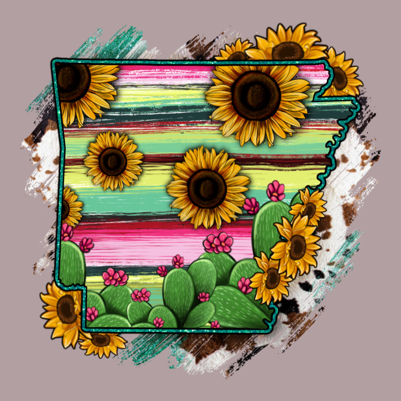 Arkansas Map Sunflower Cactus Serape Vintage Hoodie by RanaPortraitStore | Teevron