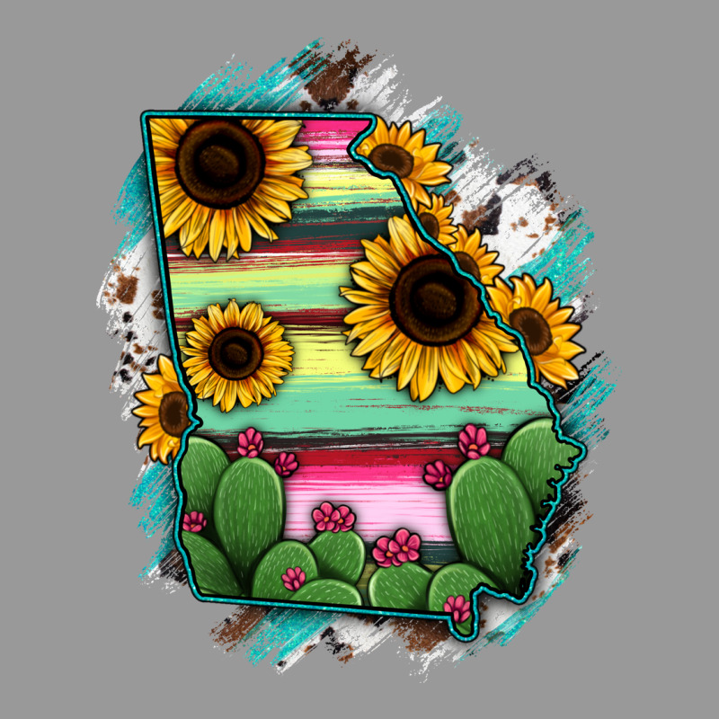 Georgia Map Sunflower Cactus Serape Vintage Hoodie by RanaPortraitStore | Teevron