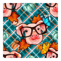 fall pig seamless pattern | Teevron