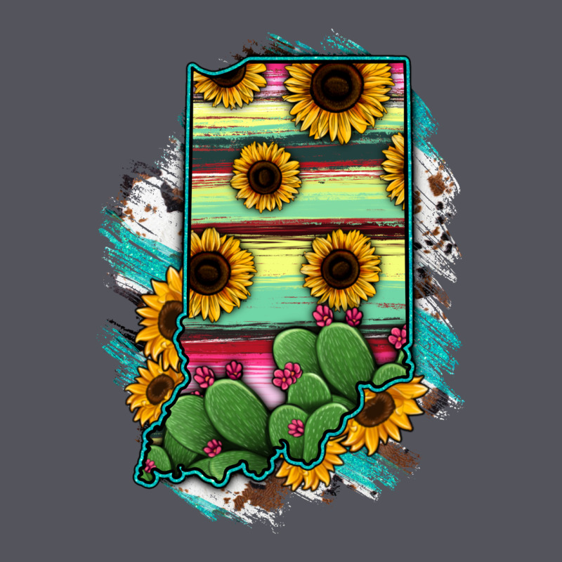 Indiana Map Sunflower Cactus Serape Vintage Hoodie by RanaPortraitStore | Teevron