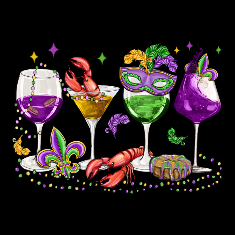 Mardi Gras Wine Glasses Ladies Tee by MaliasSmallBusiness | Teevron