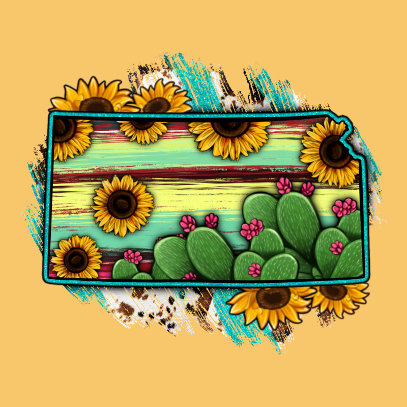 Kansas Map Sunflower Catus Serape Vintage Hoodie by RanaPortraitStore | Teevron