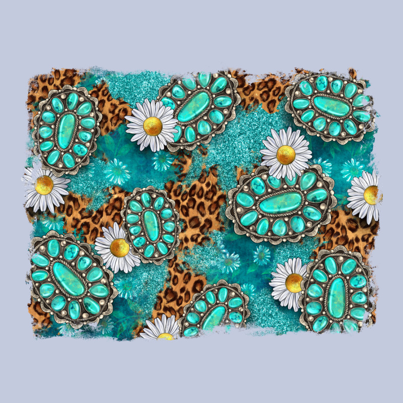 Leopard And Turquoise Gemstone Background Long Sleeve Tee by texasbilliewilder | Teevron