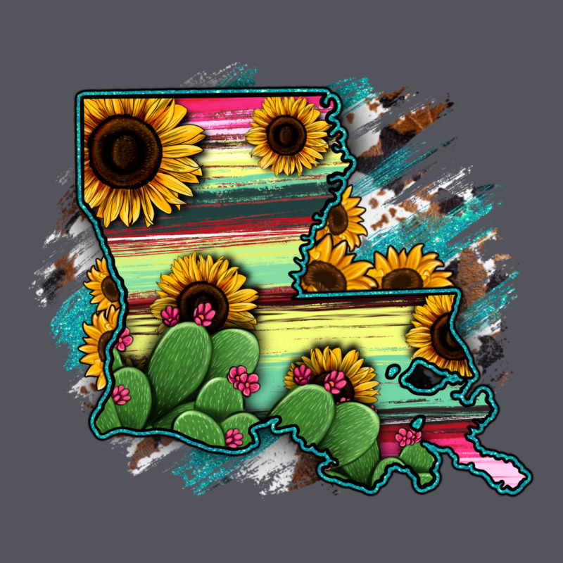 Louisiana Map Sunflower Cactus Serape Vintage Hoodie by RanaPortraitStore | Teevron