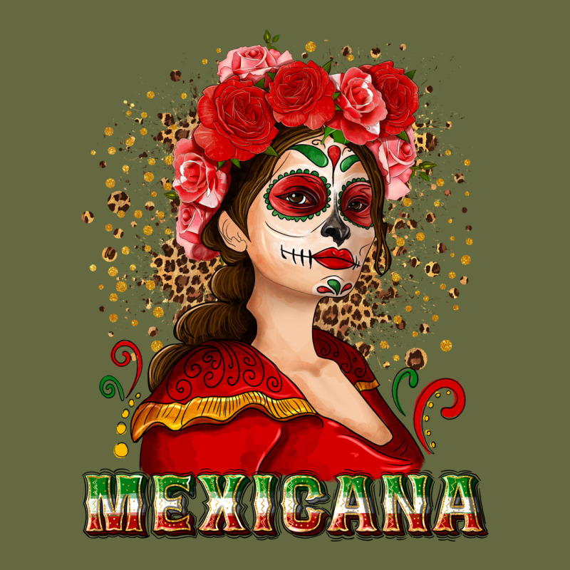 Sugar Skull Girl With Mexicana Long Sleeve Tee by NancyCooperArtShop | Teevron
