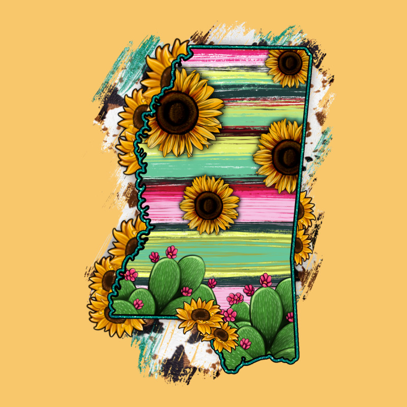 Mississippi Map Sunflower Cactus Serape Vintage Hoodie by RanaPortraitStore | Teevron