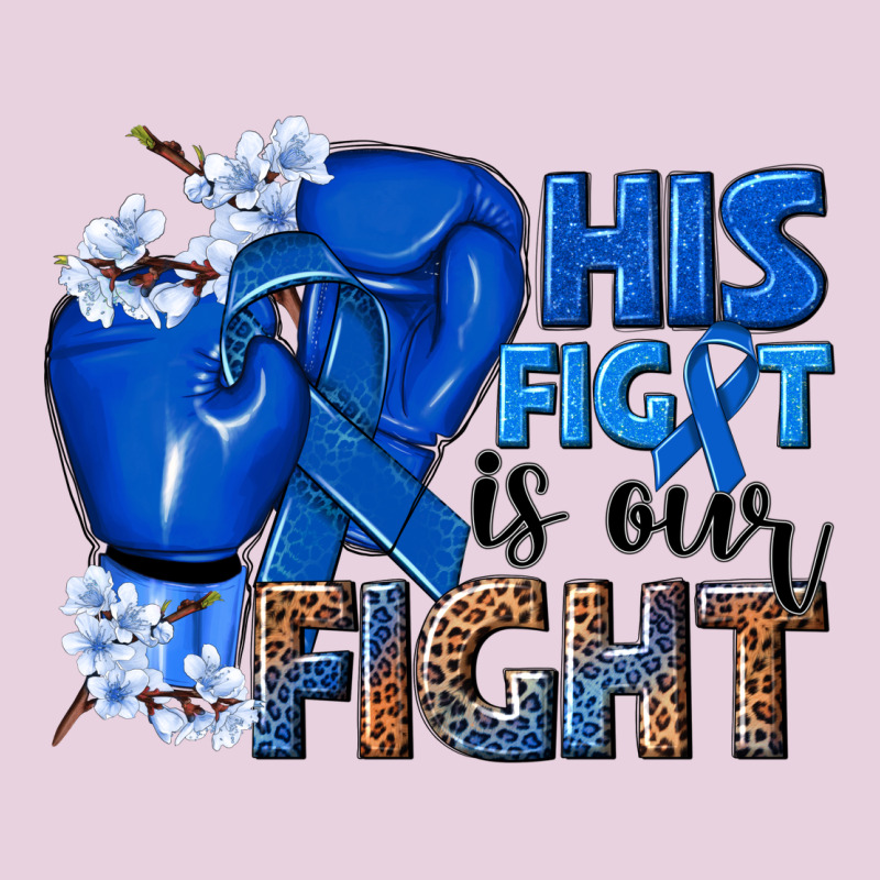 His Fight Is Our Fight Colon Cancer Blue Ribbon Ladies Tee by NancyCooperArtShop | Teevron