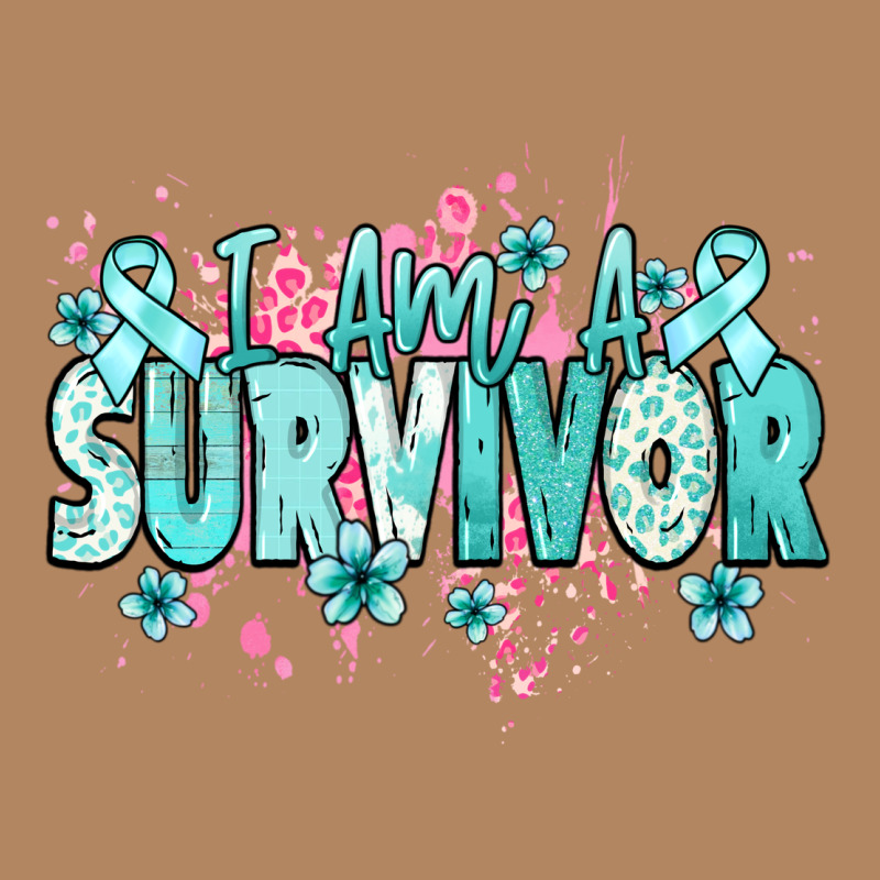 I Am A Survivor Teal Ribbon Ovarian Cancer Long Sleeve Tee by NancyCooperArtShop | Teevron