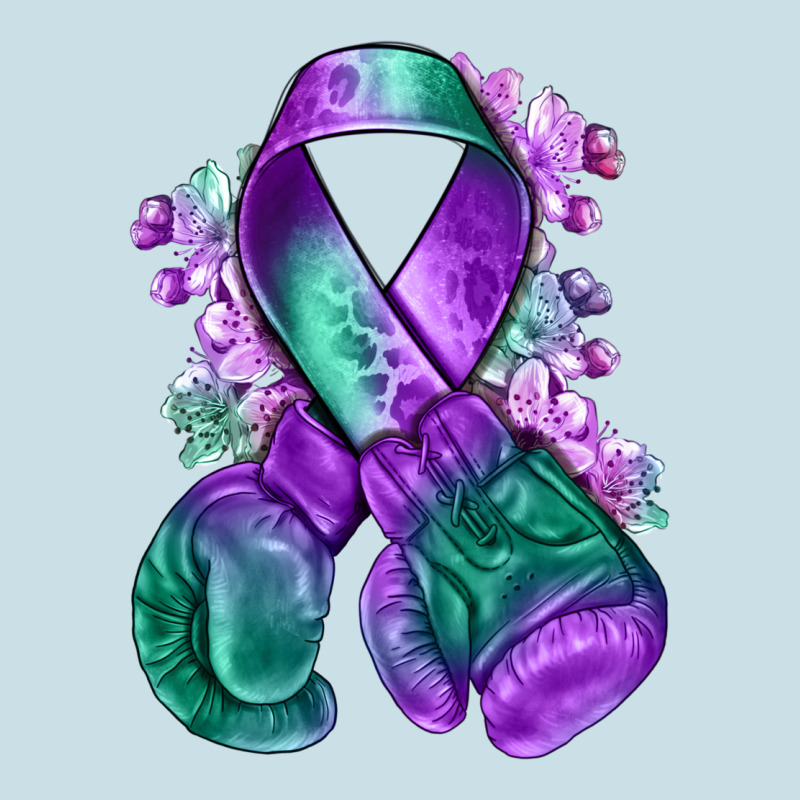 Purple And Green Anal Cancer With Boxing Gloves Na Ladies Tee by NancyCooperArtShop | Teevron
