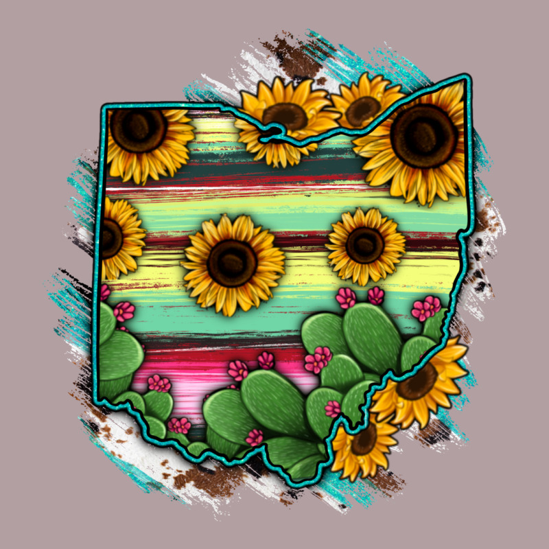 Ohio Map Sunflower Cactus Serape Vintage Hoodie by RanaPortraitStore | Teevron