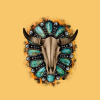Western Gemstone Bull Skull Vintage Hoodie | Teevron
