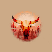 Western Cowboy Sunset Bull Skull Vintage Hoodie | Teevron