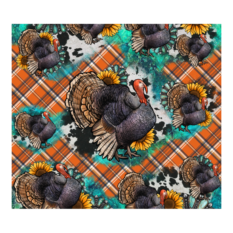 Thanksgiving Turkey Sunflower Turquoise Ladies Tee by NancyCooperArtShop | Teevron