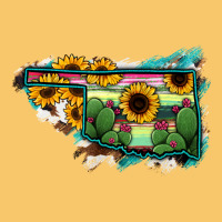 Oklahoma Map Sunflower Cactus Serape Vintage Hoodie | Teevron