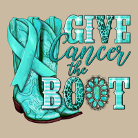 Give Cancer The Boot Ovarian Cancer Teal Ribbon Long Sleeve Tee | Teevron
