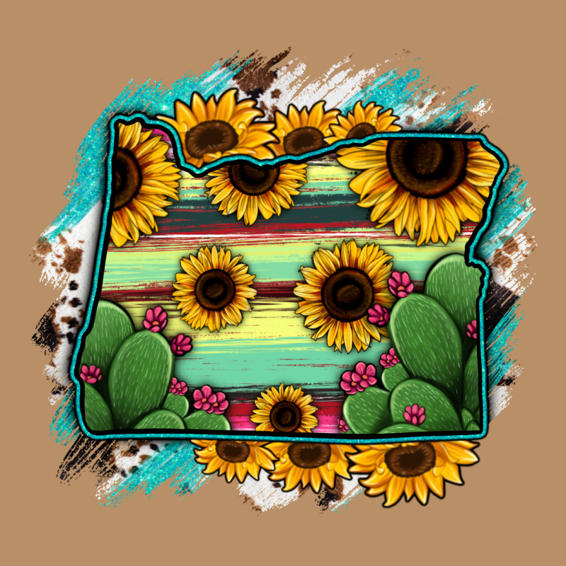 Oregon Map Sunflower Cactus Serape Vintage Hoodie by RanaPortraitStore | Teevron
