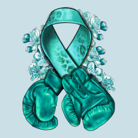 Ovarian Cancer Teal Ribbon With Boxing Gloves Ladies Tee | Teevron