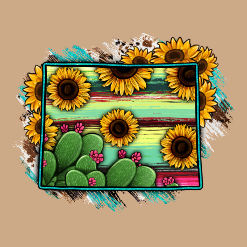 Wyoming Map Sunflower Cactus Serape Vintage Hoodie by RanaPortraitStore | Teevron
