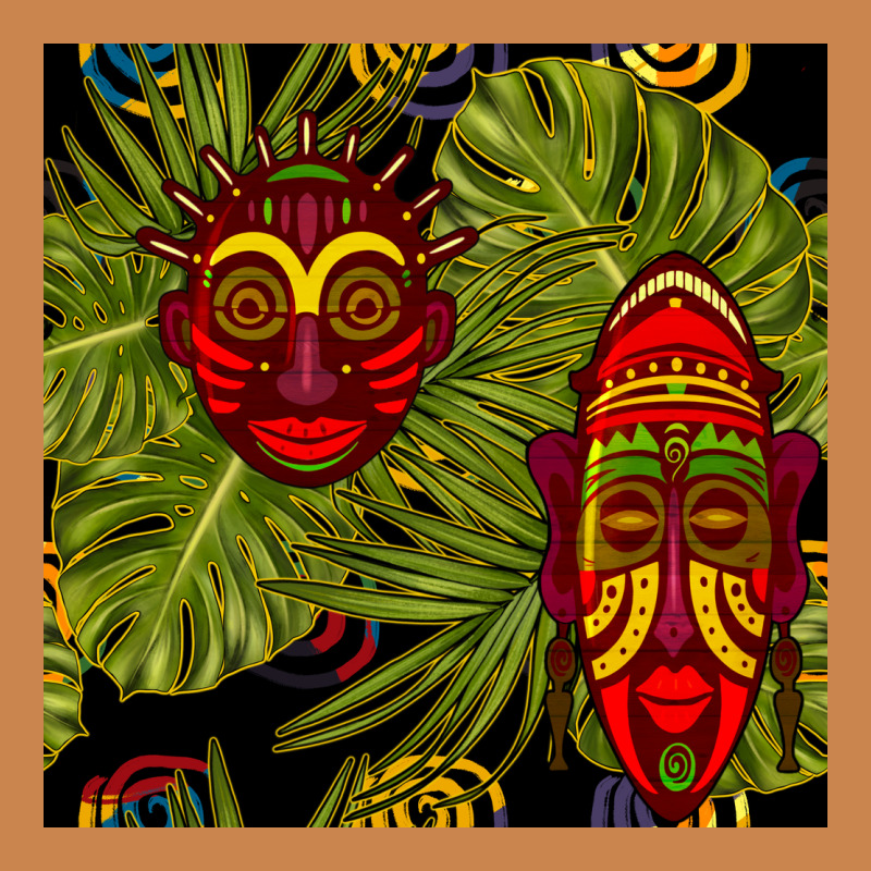 African Masks And Monstera Leaf Seamless Pattern Heavyweight Hoodie by BundleAndBundleShop | Teevron
