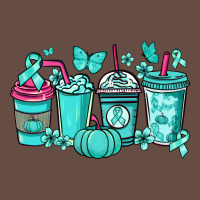 Ovarian Cancer Coffee Cups Teal Ribbon Long Sleeve Tee | Teevron