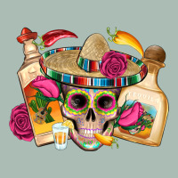 Mexican Skull Sombrero Tequila Bottle Paper Roses Classic Tee | Teevron
