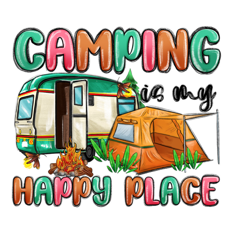 Camping Is My Happy Place Ladies Tee by MaliasSmallBusiness | Teevron