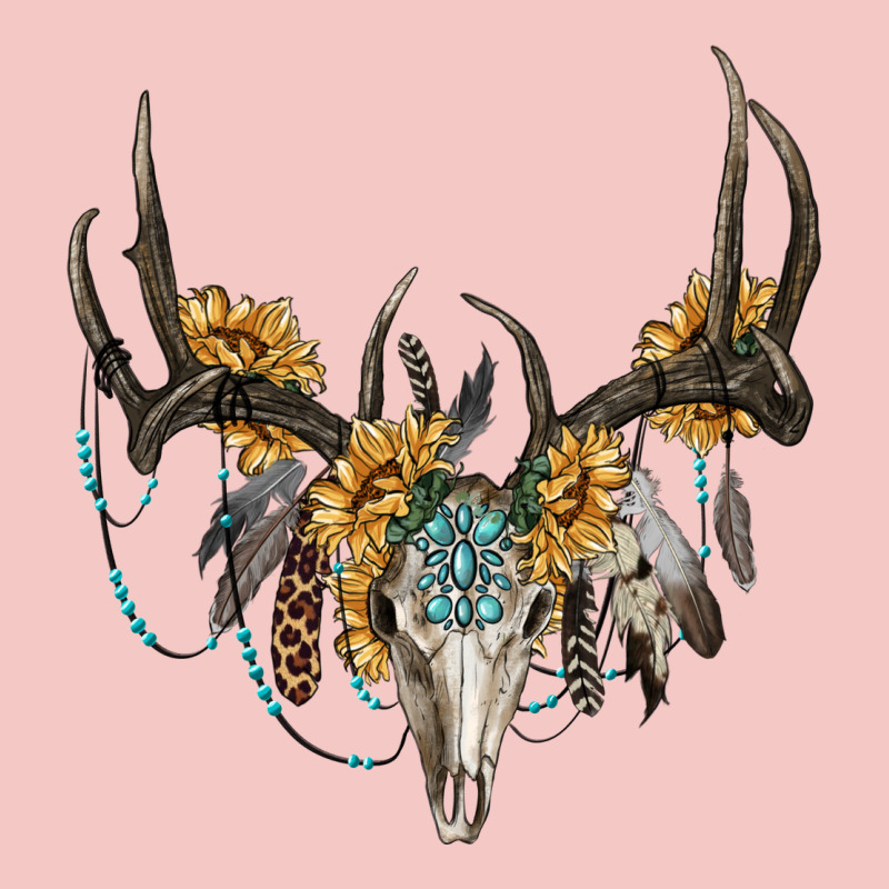 Boho Deer Skull Sunflowers And Gemstone Urban Heavy Tee by RanaPortraitStore | Teevron