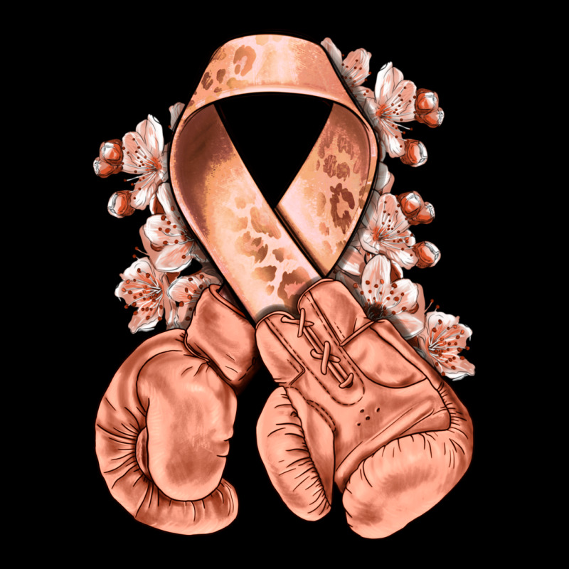 Uterine Cancer Peach Ribbon With Boxing Gloves Long Sleeve Tee by NancyCooperArtShop | Teevron