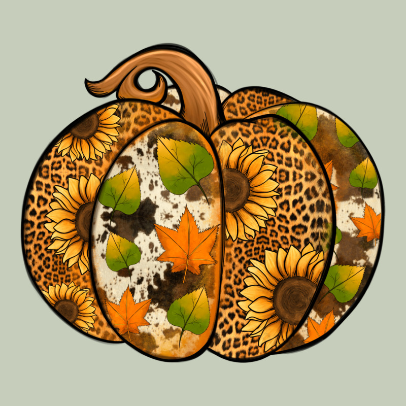Leopard Cowhide Sunflower Pumpkin Ladies Tee by NancyCooperArtShop | Teevron