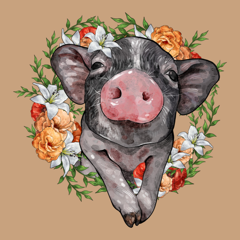 Baby Pig Floral Wreath Vintage Tee by BarkalooDesign | Teevron
