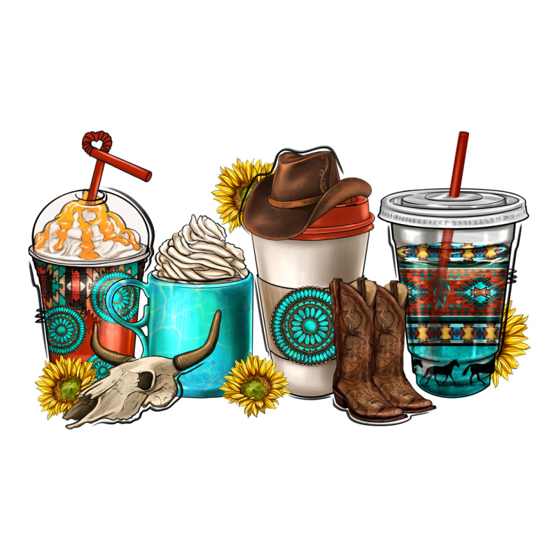 Western Coffee Cups Premium Tee by NancyCooperArtShop | Teevron