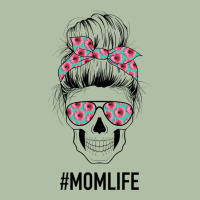 Pink Flower On Cyan Background Mom Skull Urban Heavy Tee | Teevron