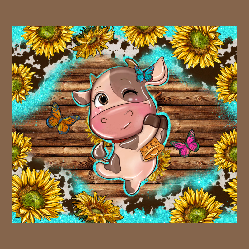 Western Cute Cow With Sunflower Premium Tee by NancyCooperArtShop | Teevron