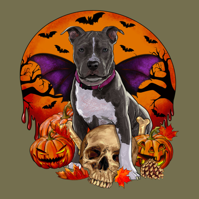 Halloween Pitbull Dog Vintage Hoodie by RanaPortraitStore | Teevron