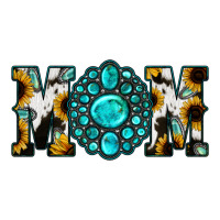 Sunflower Cowhide Turquoise Gemstone Mom | Teevron