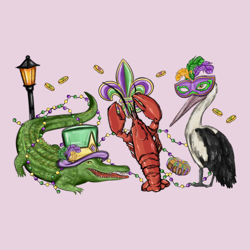 Mardi Gras Alligator Crawfish Pelican Ladies Tee by MaliasSmallBusiness | Teevron