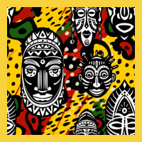 African Masks Colorful Seamless Pattern Premium Sweatshirt | Teevron